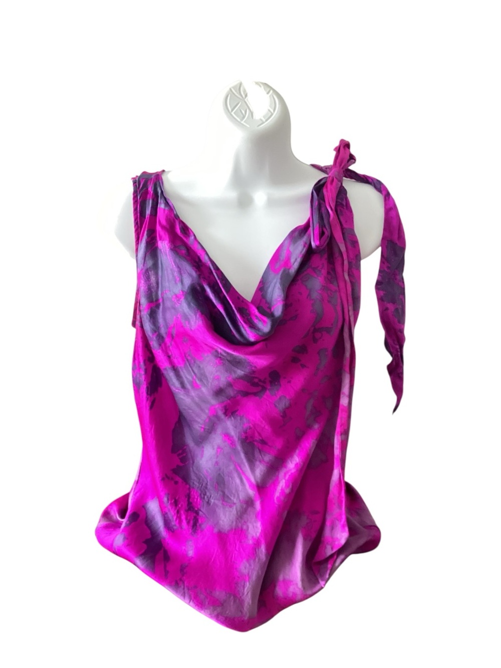 Y2K 100% Silk Cabi Pink Purple Abstract Scoop Neck Maxamalist Tank Top M